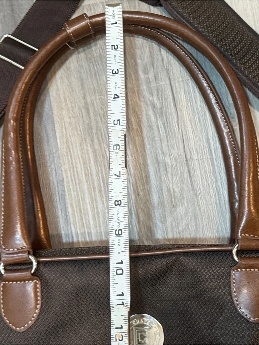 Chaps Brown Unisex Travel Tote Bag with Leather Trim